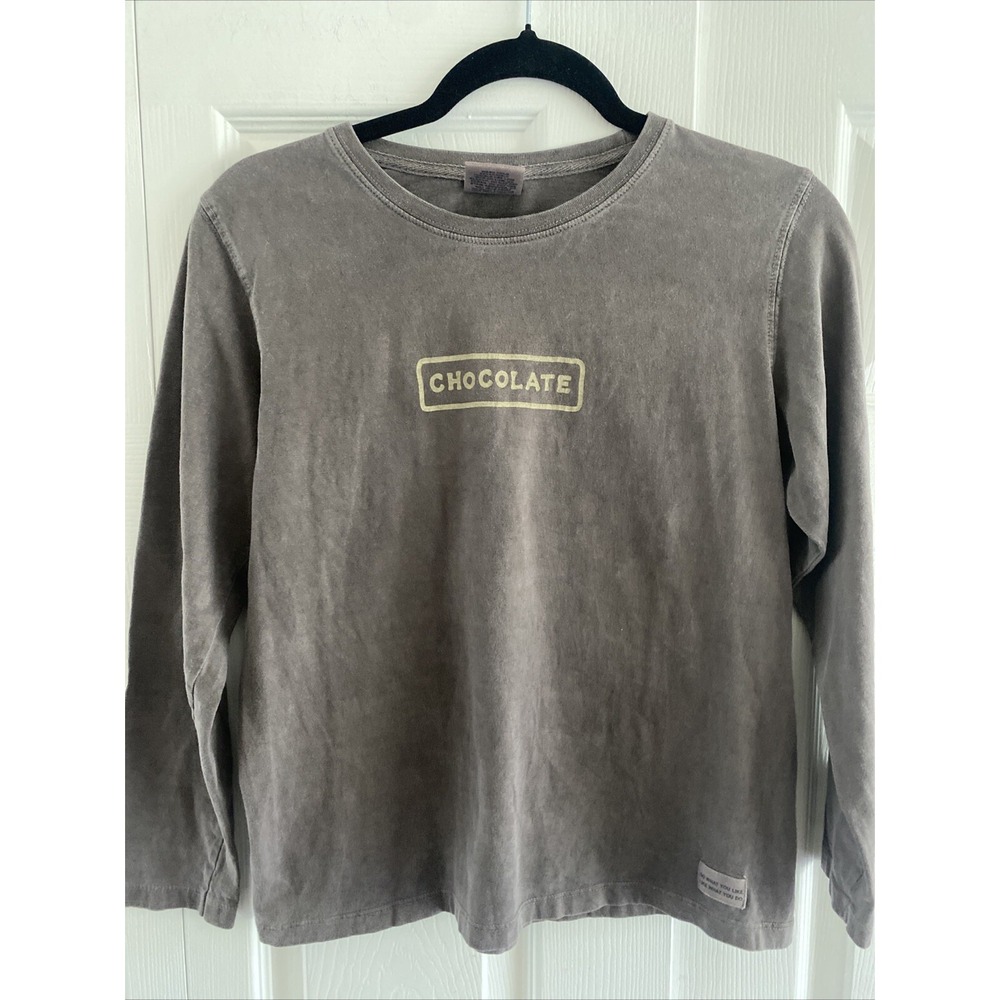 Life is Good Girls Large 12 Cotton Long Sleeve Chocolate Tee Favorite Things Fun